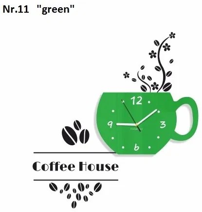 Ceas decorativ Coffee House pentru bucătărie Verde închis