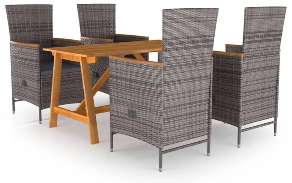 vidaXL Set de masă pentru grădină, 5 piese, gri