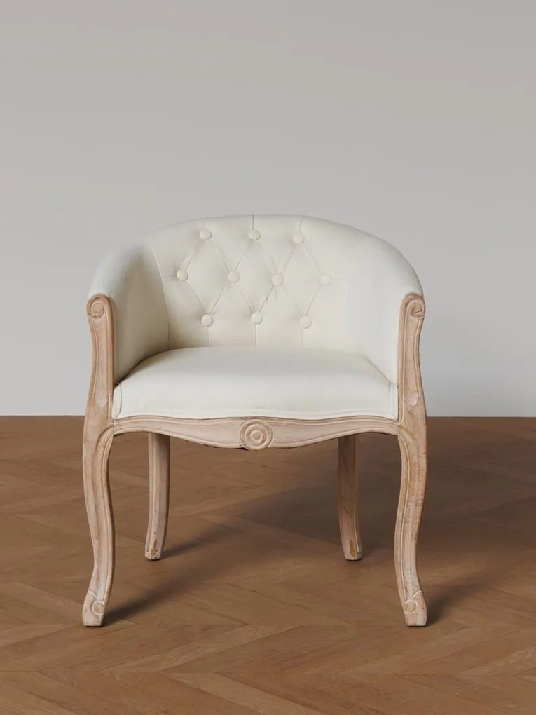 Fotoliu shabby chic, crem, din stofa, Valbonne