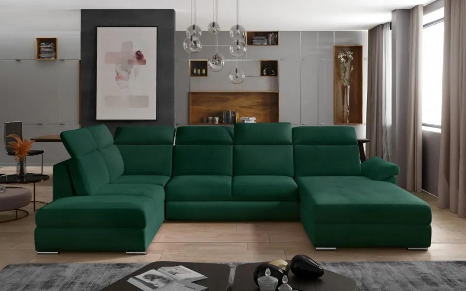 Canapea modulara extensibila cu spatiu pentru depozitare, 336x102x216 cm, Evanell R02, Eltap (Culoare: Verde inchis / Monolith 37)