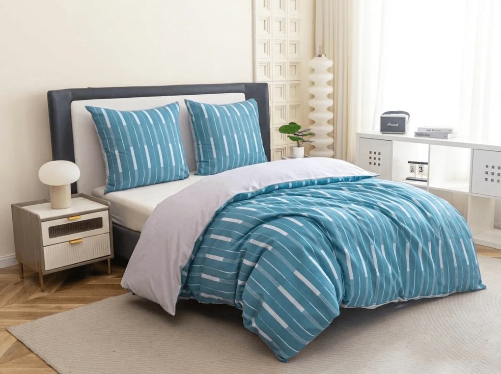 Lenjerie de pat microflanel STRIPELLE albastru Dimensiune lenjerie de pat: 2 buc 70 x 90 cm | 200 x 220 cm