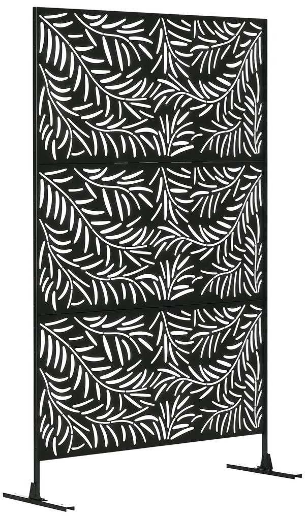 Outsunny Paravan Exterior cu 2 Picioare din Oțel, pentru Exterior și Grădină, 122x45x198 cm, Negru | Aosom Romania