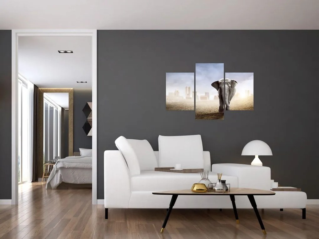 Tablou - Elefanți în oraș (90x60 cm)
