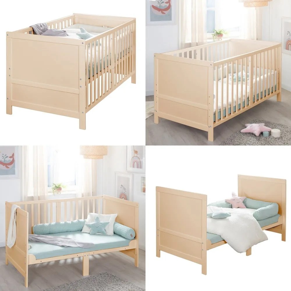 Pătuț în culoare naturală cu înălțime reglabilă 70x140 cm Easy Sleep – Roba