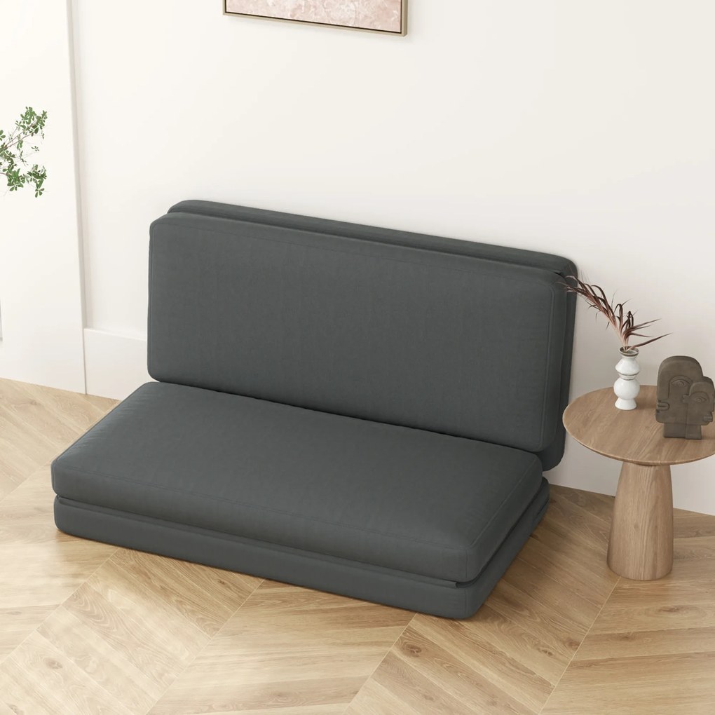HOMCOM Relaxstol 3 în 1 fășabil, pat pentru oaspeți, divizibil, 138 cm lățime, Gri inchis | Aosom Romania