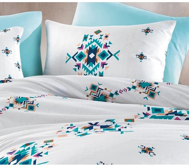 BedTex Lenjerie de pat din bumbac Hippi turcoaz,220 x 200 cm, 2 bucăți 70 x 90 cm, 220 x 200 cm, 2 buc. 70 x 90 cm