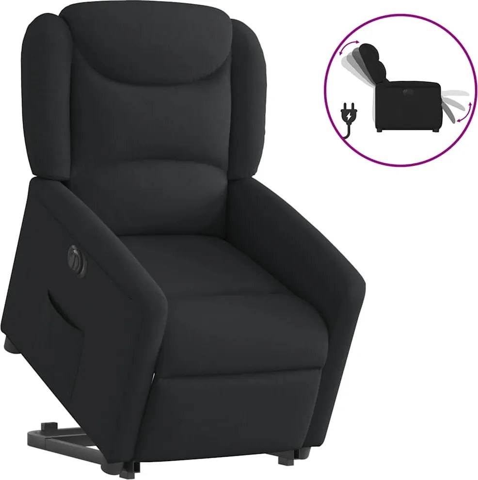 vidaXL Fotoliu electric rabatabil cu ridicare, negru, textil