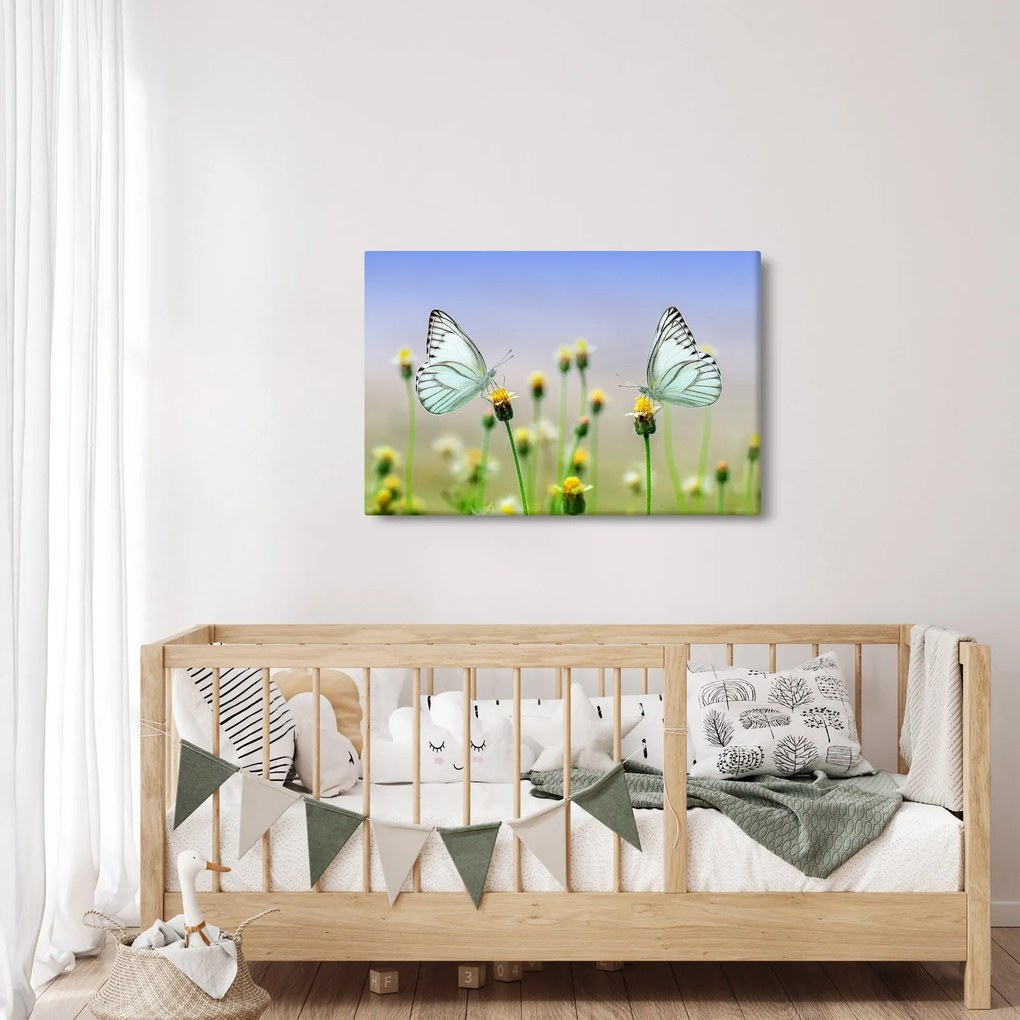 Tablou cu fluture pe floare (90x60 cm)