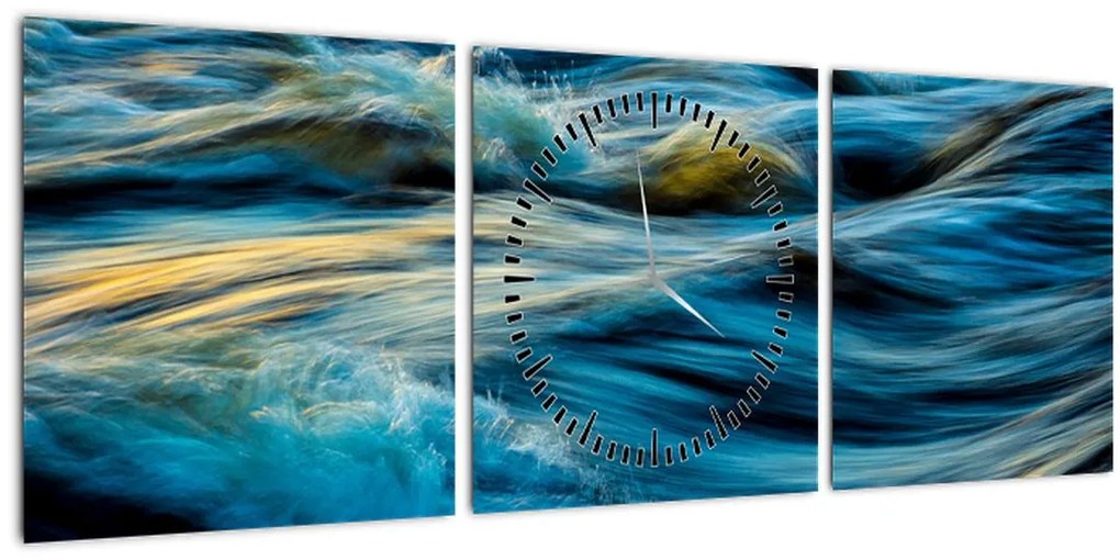 Tablou - Valuri (cu ceas) (90x30 cm)