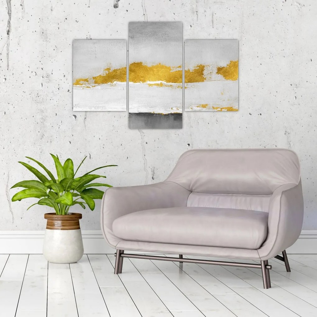 Tablou - Mișcări aurii și gri (90x60 cm)
