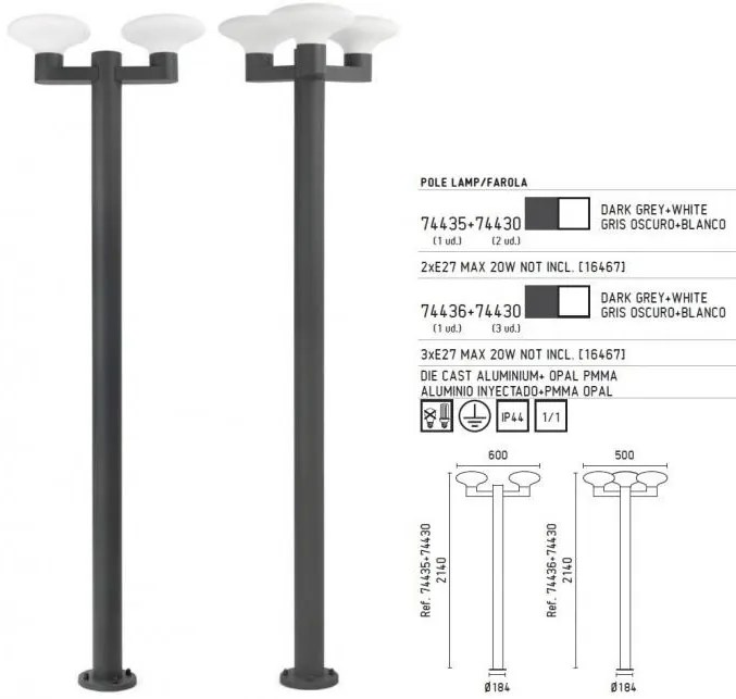 Stalp exterior 74435+doua globuri 74430 Blub-s