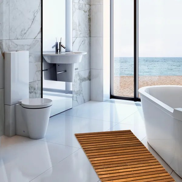 Covoraș de baie LINE, lemn de acacia, 80x50x1cm, maro Casaria