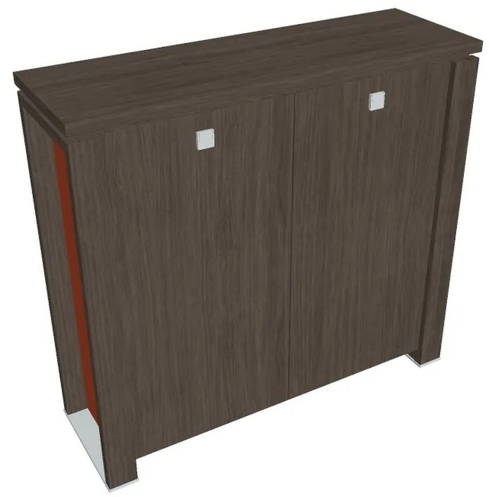 Dulap mediu Verno+ S 140 x 46 x 130 cm, stejar antracit / portocaliu