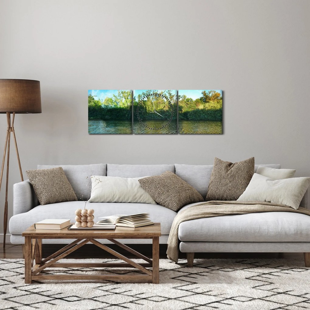 Tablou - lac (cu ceas) (90x30 cm)
