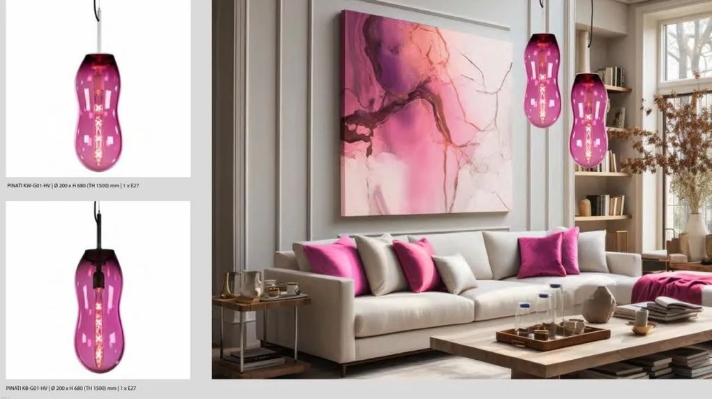 Pendul, Lustra design LUX din sticla suflata PINATI, H-68cm