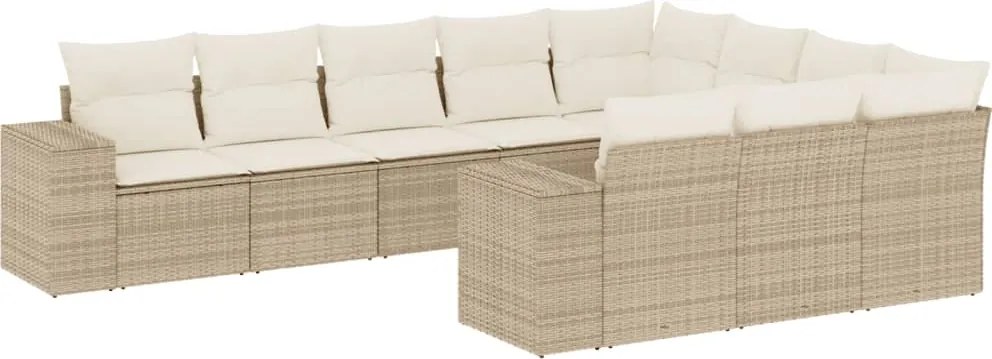 vidaXL Set canapele de grădină cu perne, 10 piese, bej, poliratan
