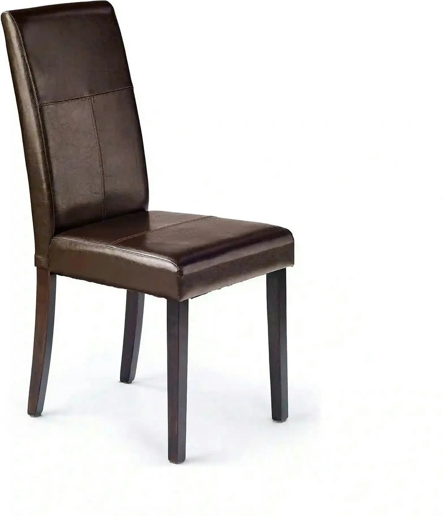 Scaun tapitat Kerry, maro/wenge, lemn malaezian/piele ecologica, 45X46