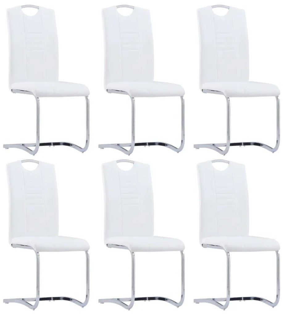 Set mobilier de bucatarie, 7 piese, alb, piele ecologica Alb, 7