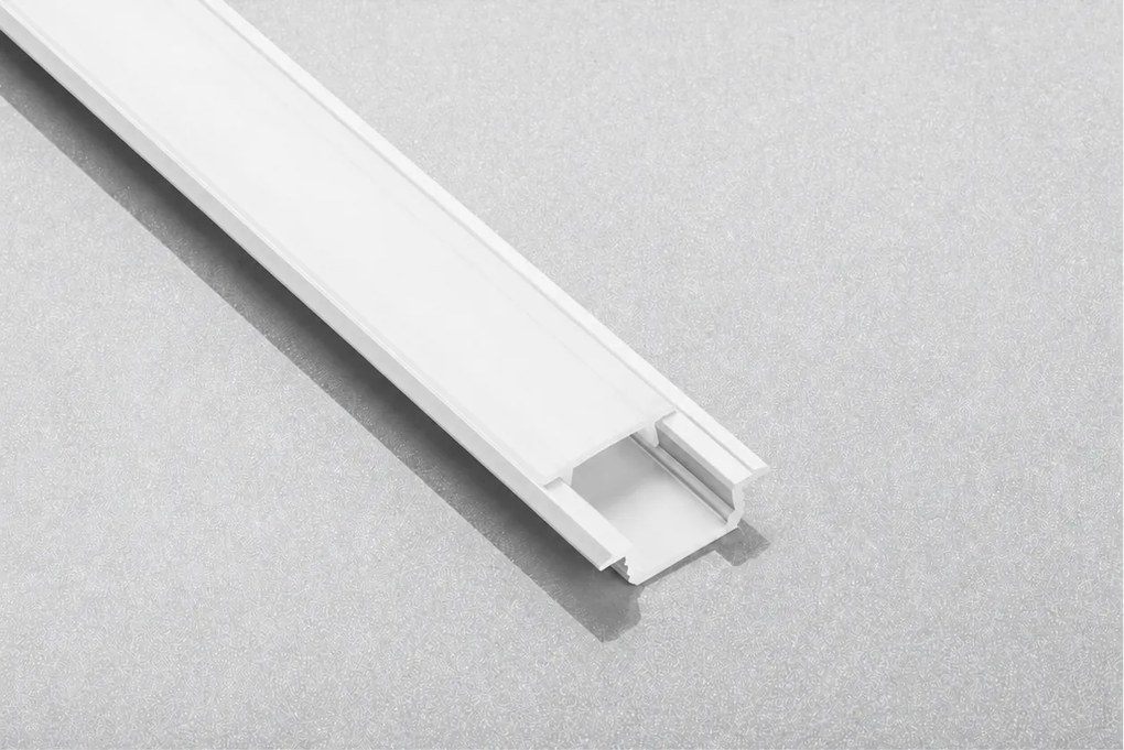 Set profil LED incastrat Glax GTV, din aluminiu, alb, cu guler lateral si dispersor alb mat, 2 m Aluminiu, L:2000 mm; l:22 mm; H:6.2 mm, Alb, Glax, 10