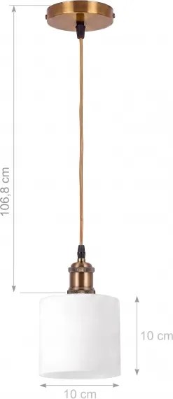 BRILAGI - LED lustră pe cablu RETRO GLASS 1xE27/60W/230V Ø 10 cm auriu/alb