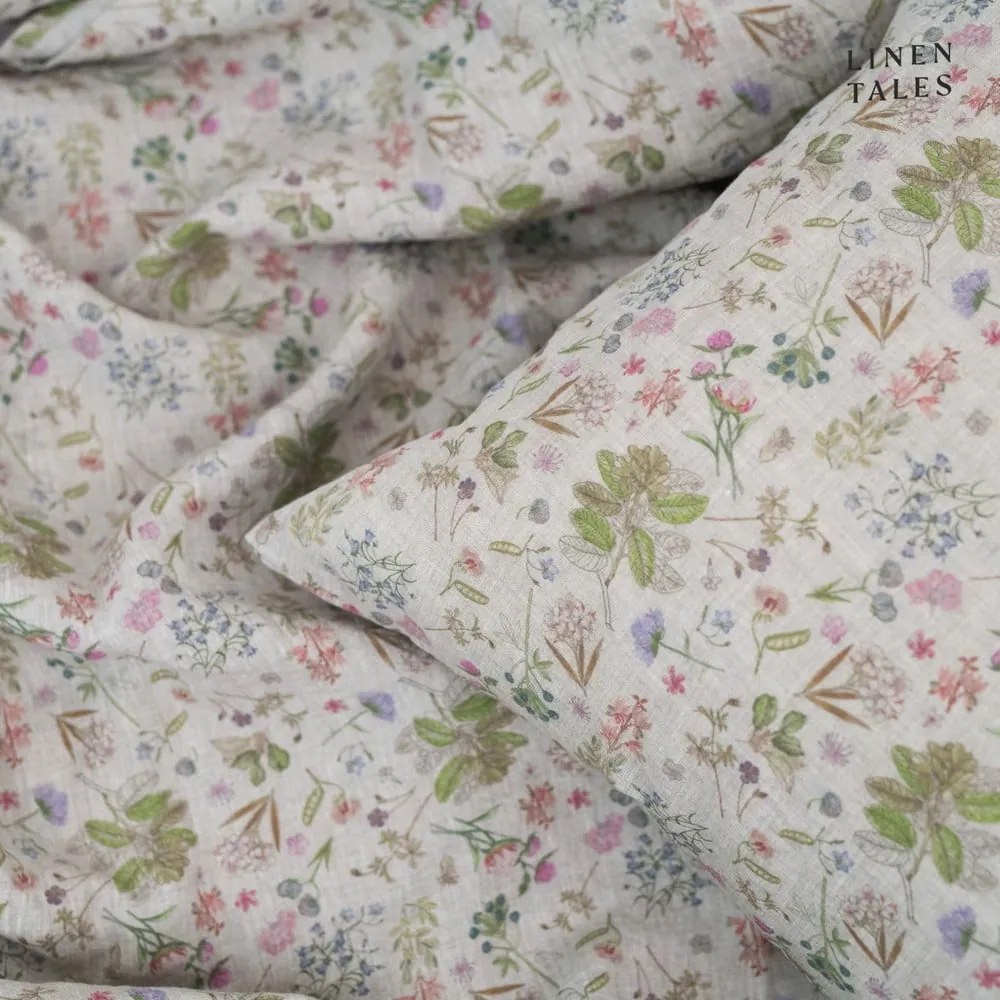 Lenjerie de pat în culoare naturală din in pentru pat de o persoană 140x200 cm Botany 2 – Linen Tales