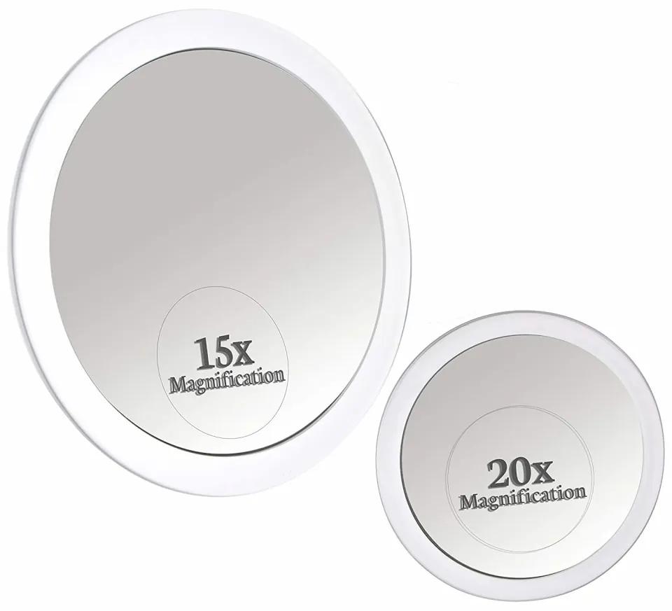 Set de 2 oglinzi pentru machiaj Mirrorvana, marire 20X/15X, alb