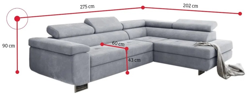 Supermobel Coltar extensibil ASTON, 275x90x202, omega 68, stanga