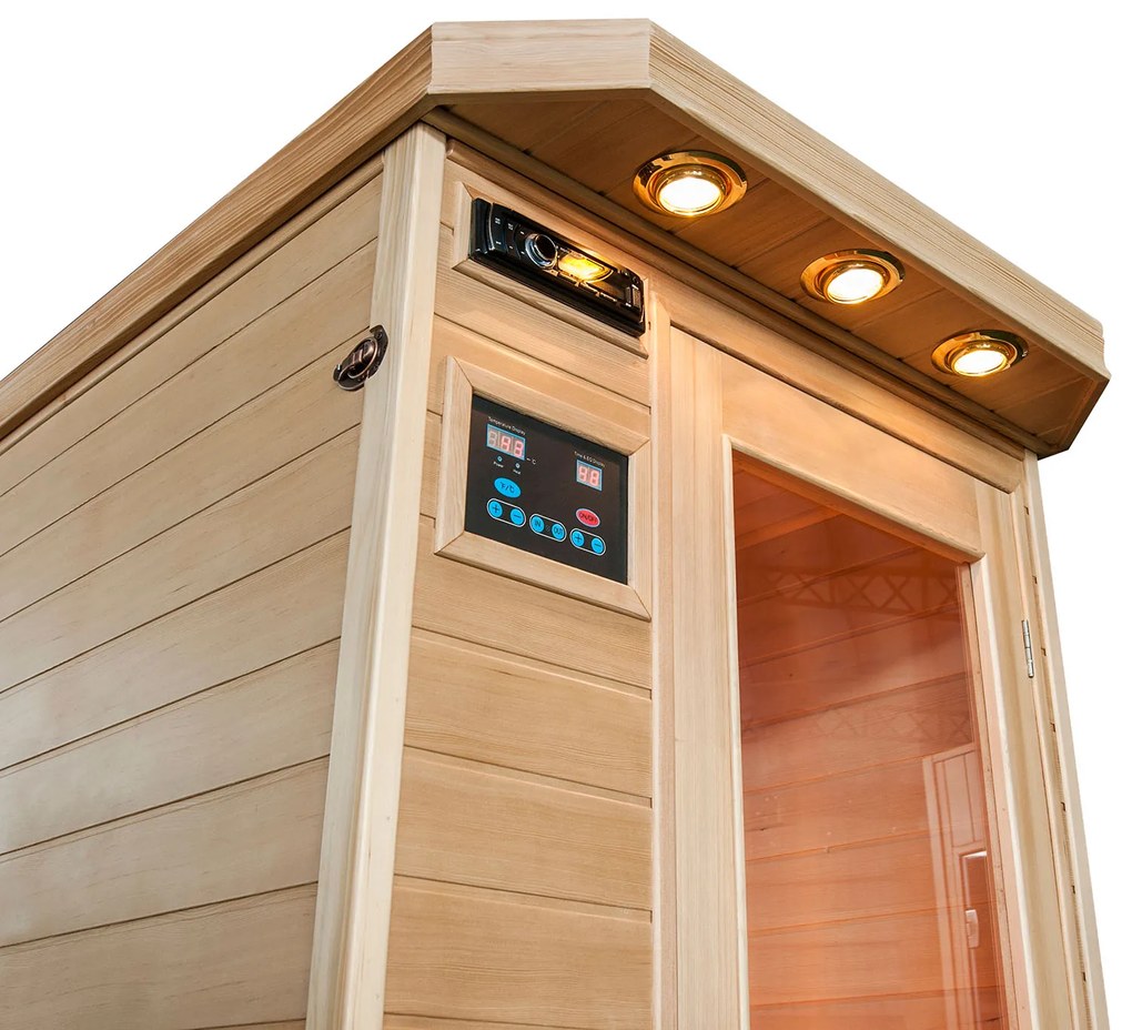 Infračervená sauna/ tepelná kabína Trondheim s plnospektrálnymi žiaričmi a drevom Hemlock