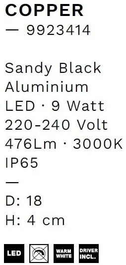 Aplica LED ambientala iluminat exterior IP65 COPPER D-18cm