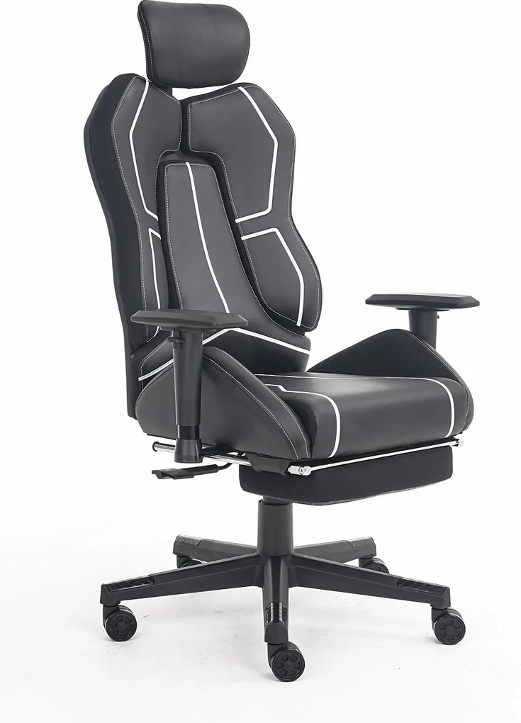 LUMINA X-Motion Core – Gaming & Office –Ergonomie, Masaj Inteligent și Confort Total, PU, Negru/Alb