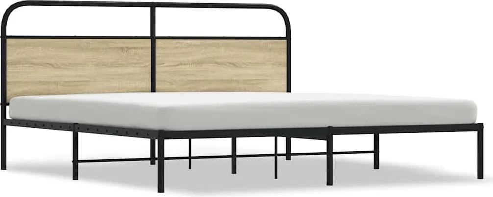 vidaXL Cadru de pat metalic fără saltea, stejar sonoma, 183x213 cm