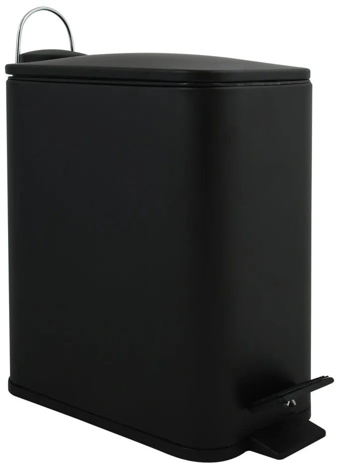 Coș de gunoi negru mat cu pedală din oțel 5 l Erik – Spirella