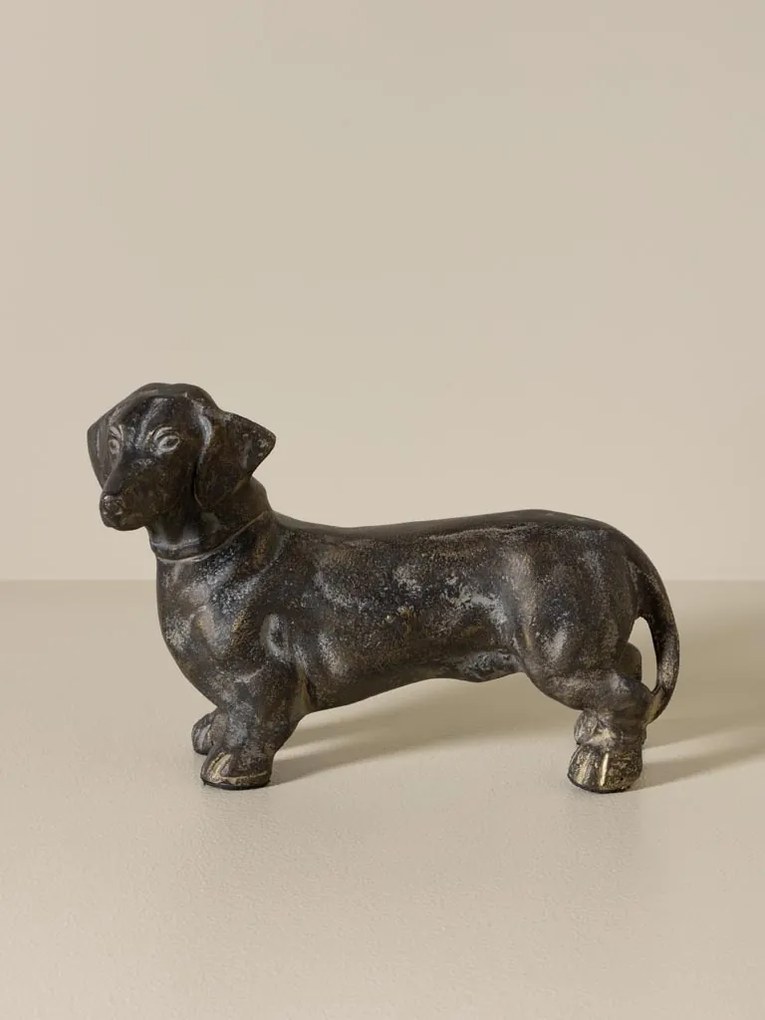Decorațiune câine Teckel din aluminiu, H15 cm