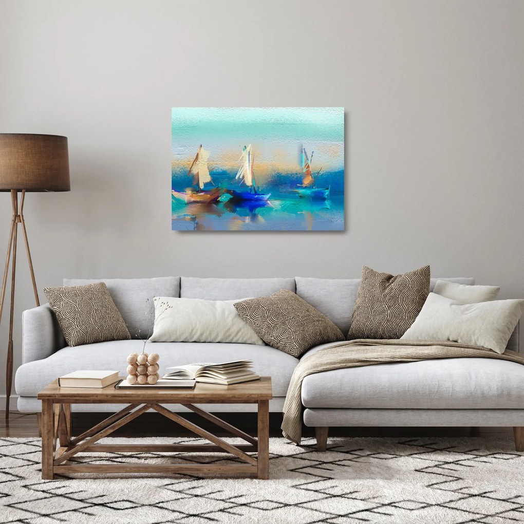 Tablou pe sticlă - Peisaj pictură, pictură (70x50 cm)