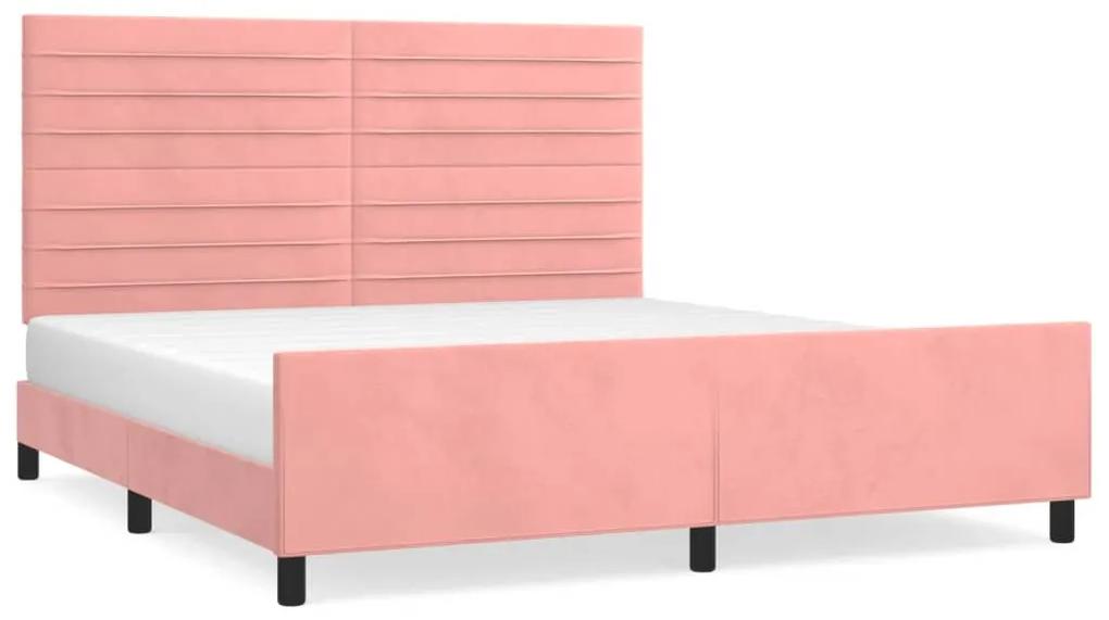 3125835 vidaXL Cadru de pat cu tăblie, roz, 180x200 cm, catifea