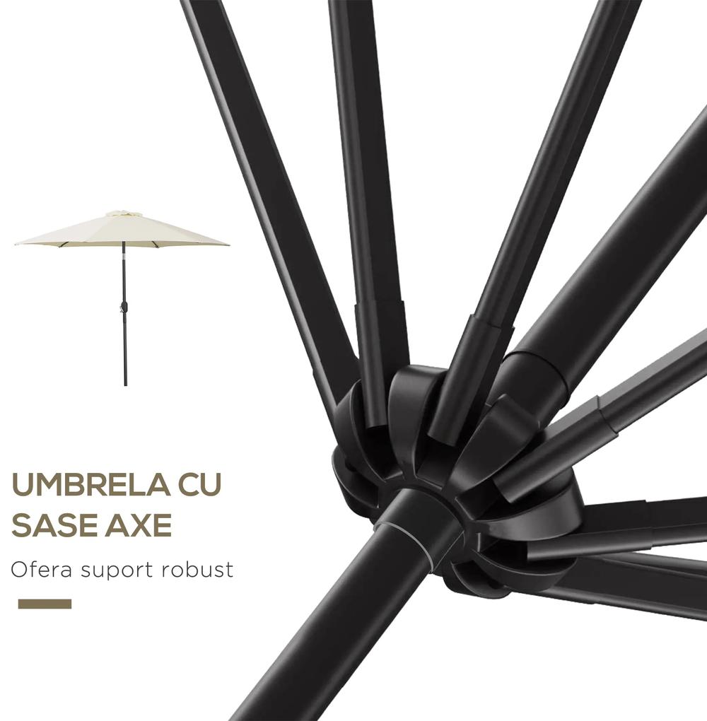 Outsunny Umbrelă de Grădină și Plajă Inclinabilă din Aluminiu și Poliester Alb Φ2.7×2.35m | Aosom Romania