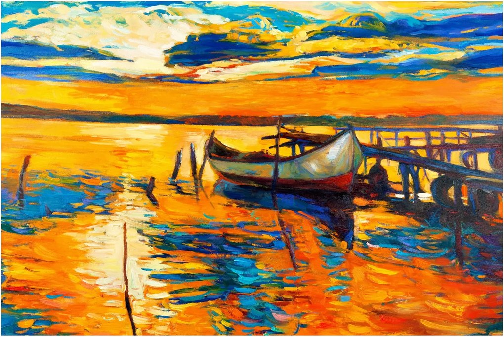 Tablou - Barca la apus de soare (90x60 cm)