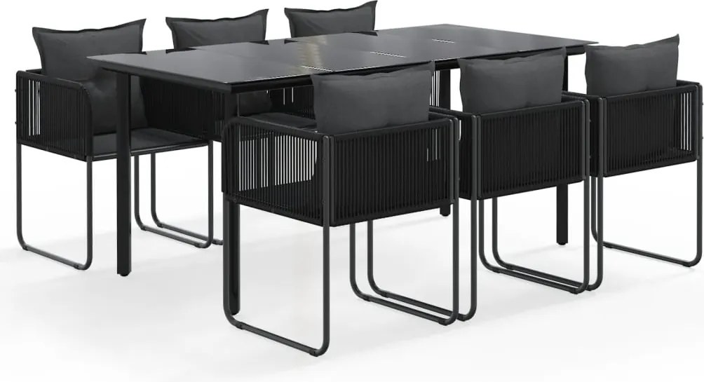 vidaXL Set de servit masa pentru grădină, 7 piese, negru