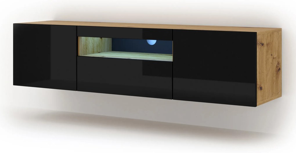 Masă TV/Dulap Aurora (Stejar artisan + Negru). 1057685