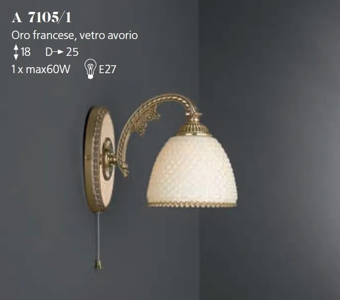 Aplica de perete din alama 1 brat design italian 7105