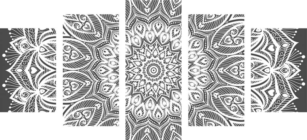 Tablou 5-piese Mandala armonie în design alb-negru