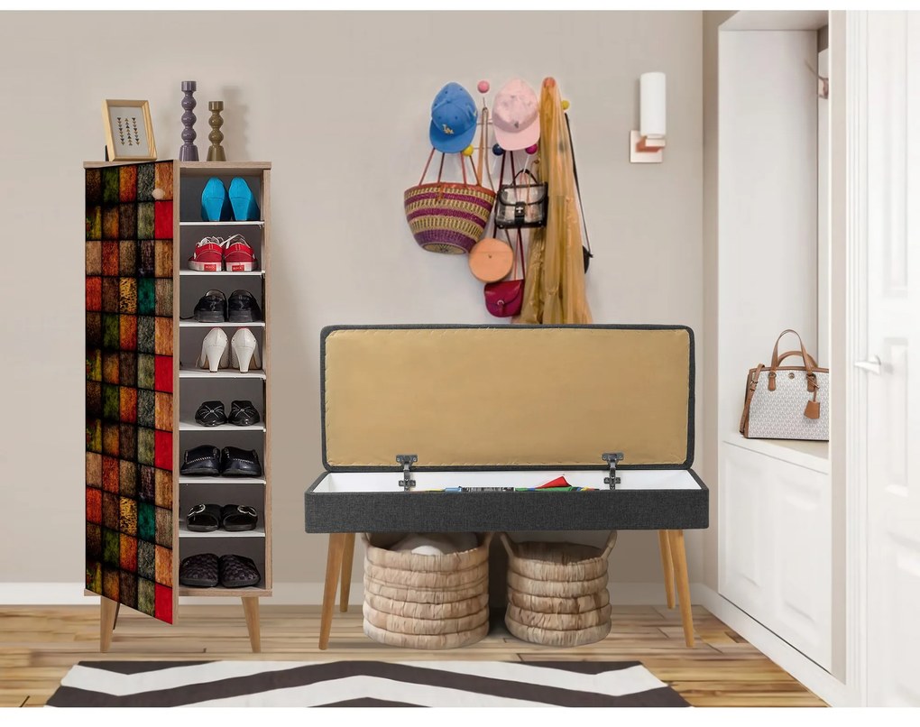 Mobilier pentru hol Feliz 723 (Stejar sonoma + antracit). 1089410