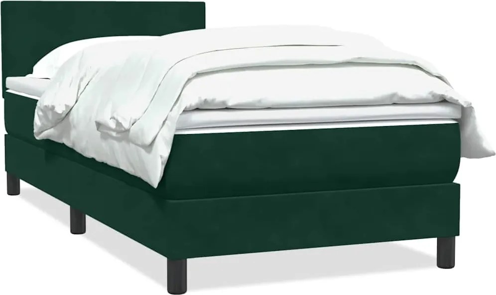 vidaXL Pat box spring cu saltea, verde închis, 80x220 cm, catifea