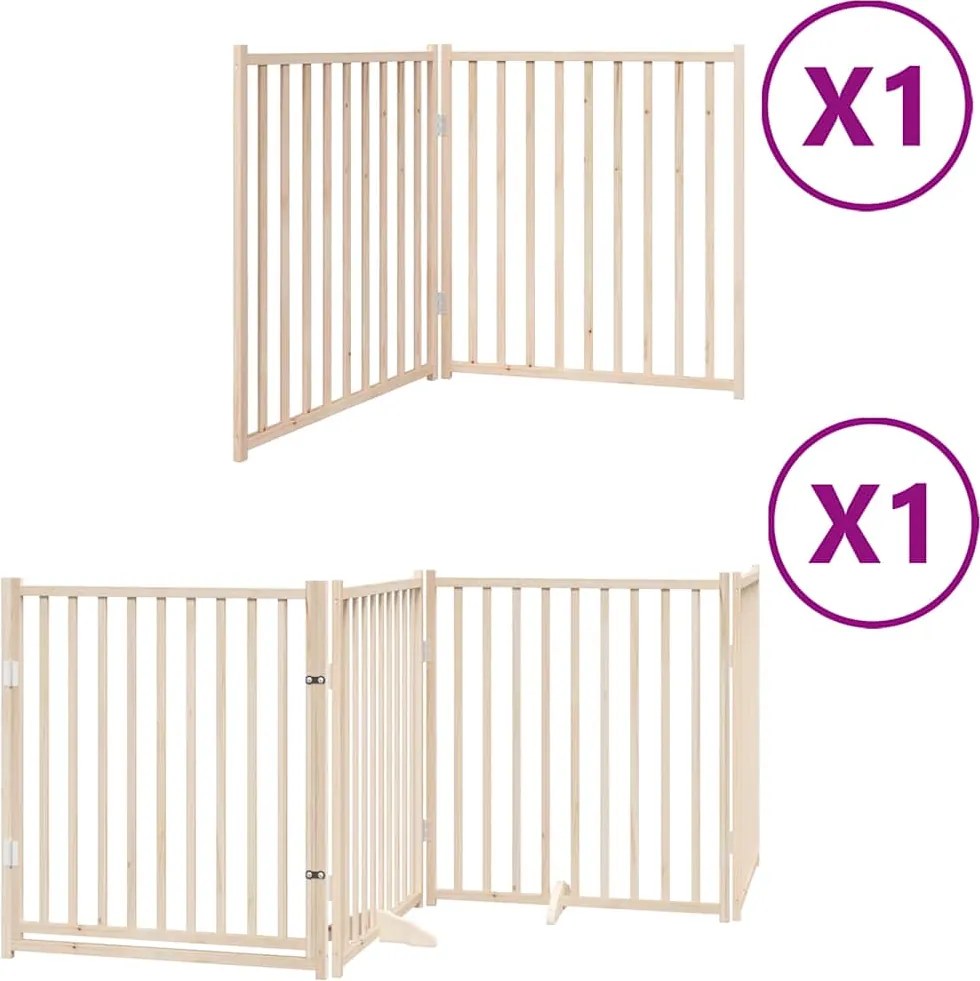 vidaXL Poartă de câini pliabilă cu ușă, 6 panouri, 480 cm, lemn plop