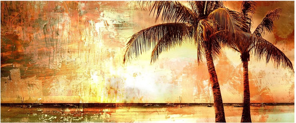Tablou - Palmieri pe plajă (120x50 cm)