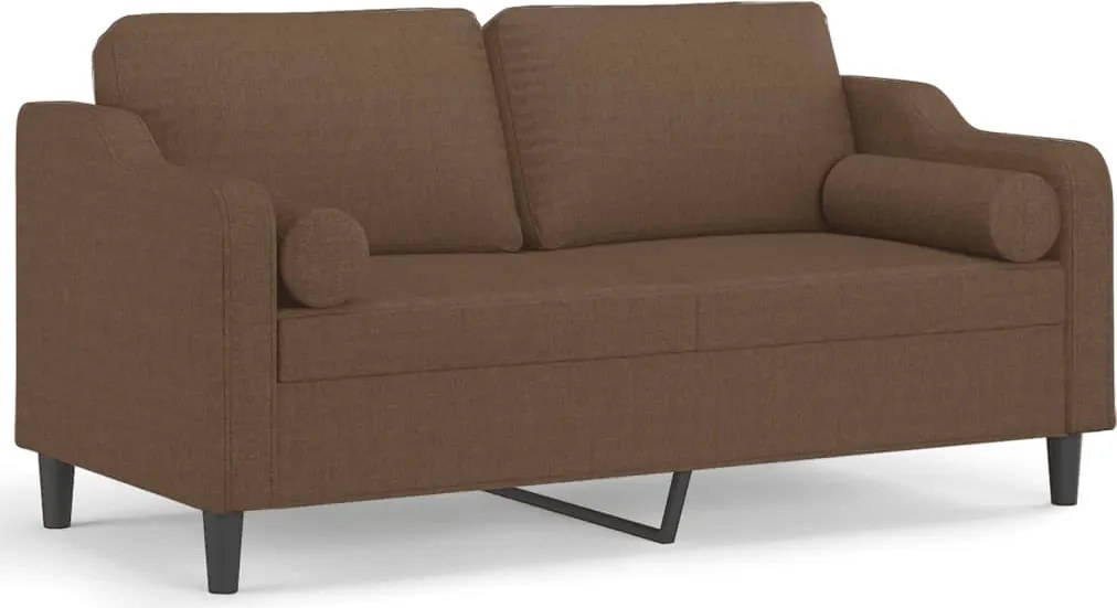 vidaXL Canapea cu 2 locuri cu pernuțe, maro, 140 cm, textil