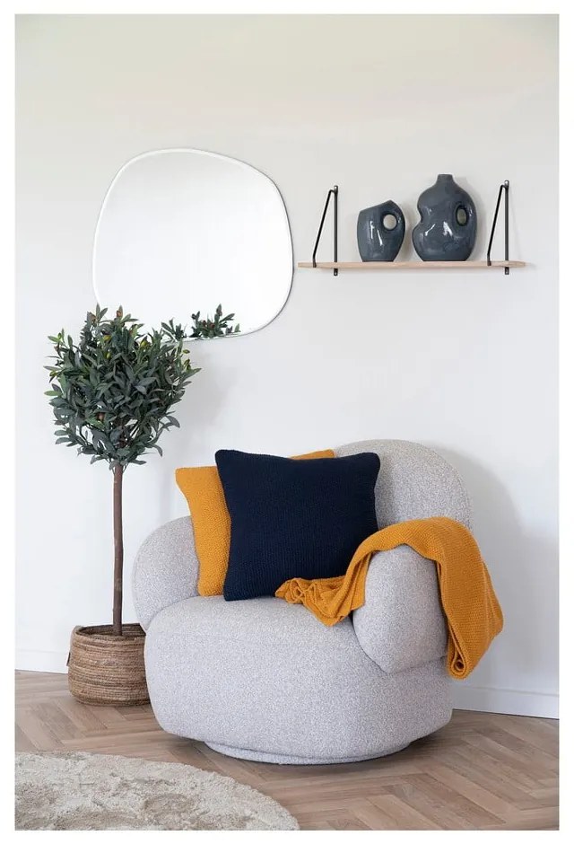 Pătură galbenă din bumbac reciclat tricotată 130x170 cm Santos – House Nordic