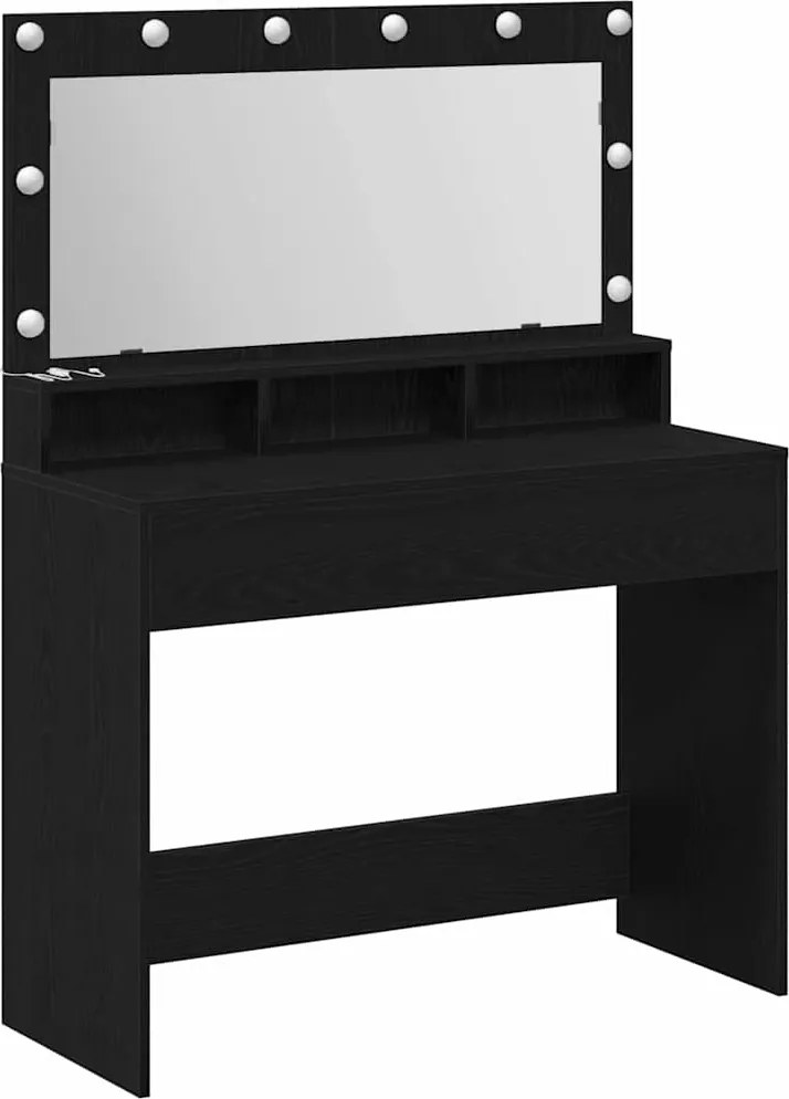 vidaXL Masă de Machiaj Stejar Negru 100 x 41 x 135 cm Lemn compozit