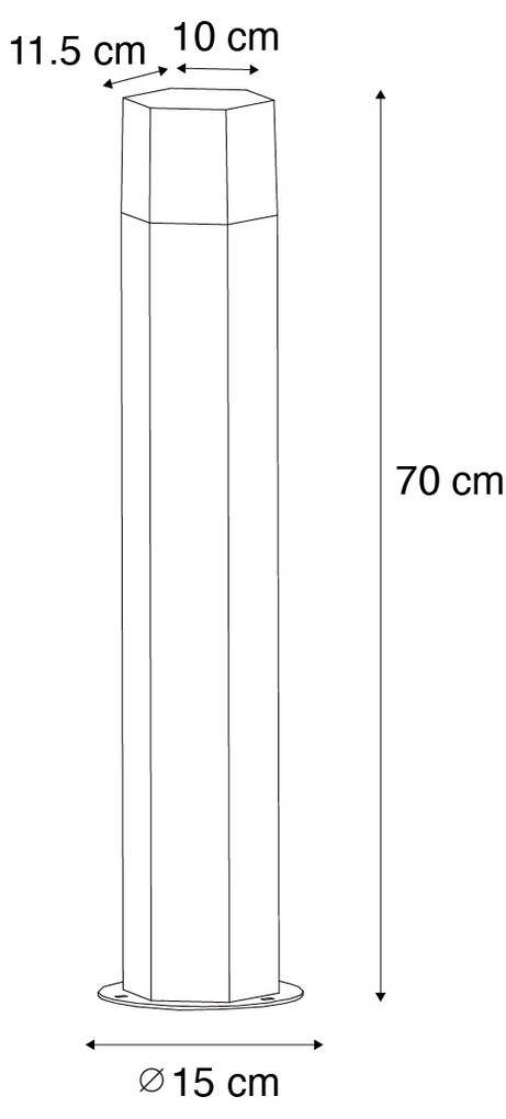 Lampă de podea pentru exterior neagră cu abajur fumuriu hexagonal 70 cm - Denmark