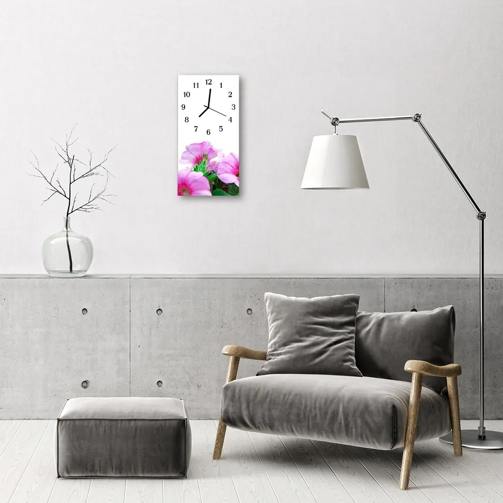 Ceas de perete din sticla vertical Primroses flori de culoare
